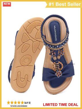 Bohemian Flat Sandals Lightweight Faux Leather Ankle Strap Wedding